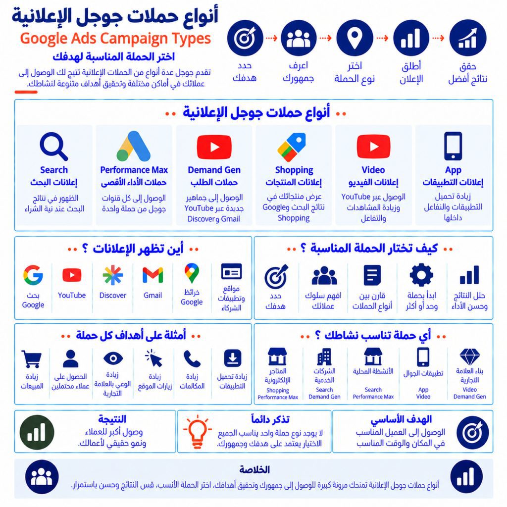 أنواع حملات جوجل الإعلانية